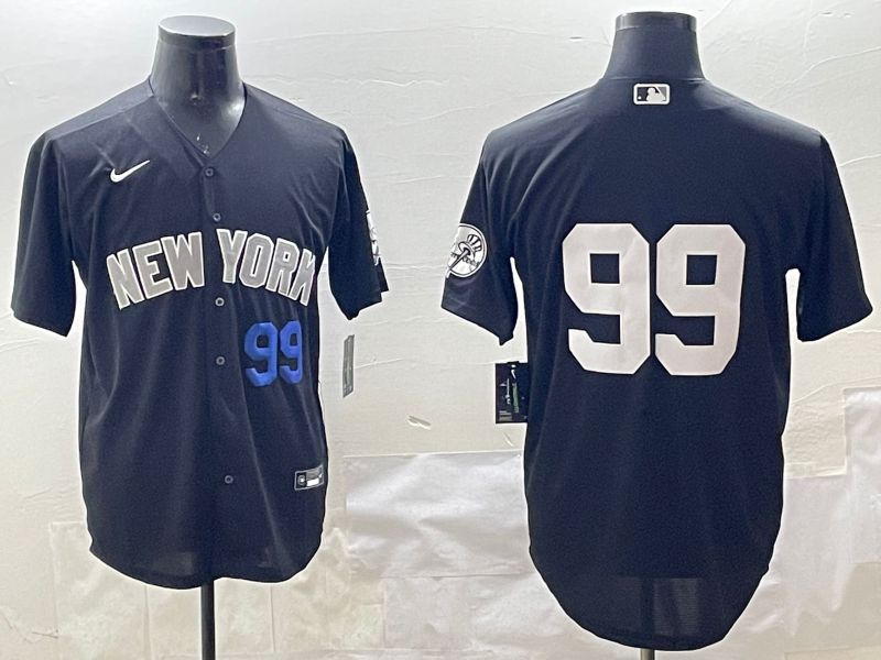 Men New York Yankees 99 No Name Black Game 2025 Nike MLB Jersey style 3